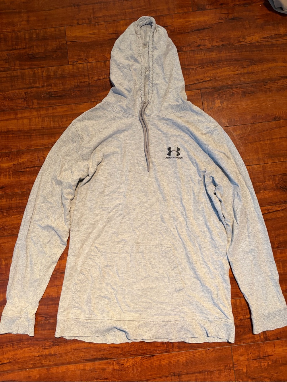 Under Armour Light Gray Men's Hooded Pullover | Size Large